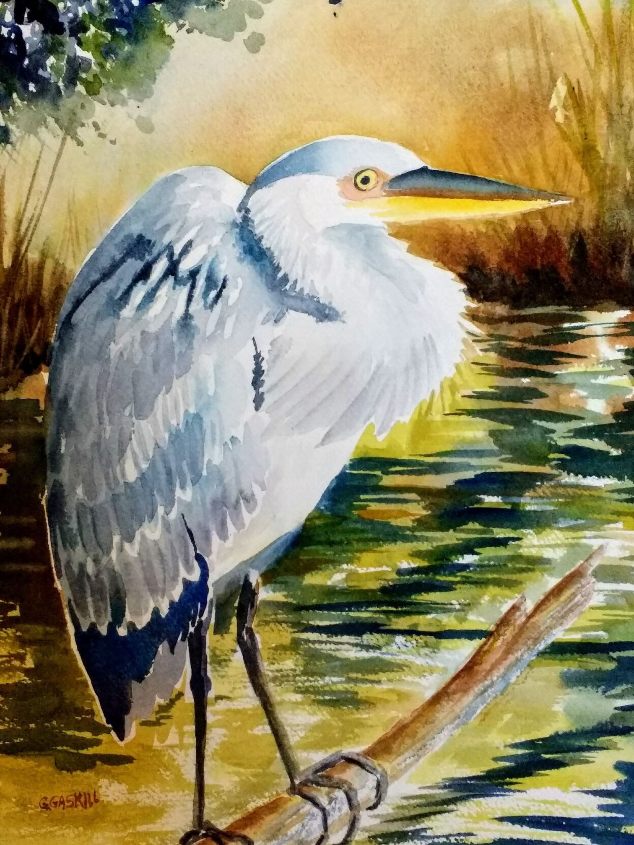 RAL Gerilyn Gaskill, 'Big Bird,' blue heron, watercolor